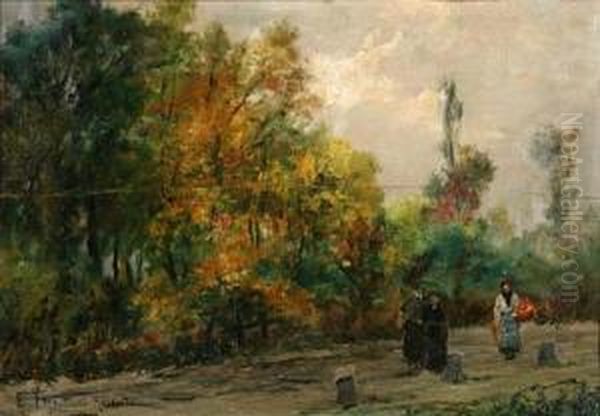 Paesaggio Con Figure Oil Painting by Emilia Ferrettini Rossotti