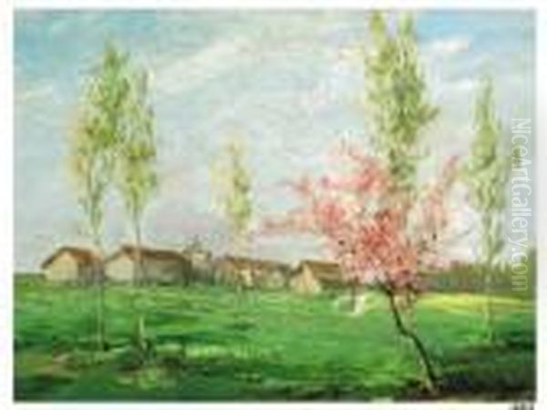 Pesco In Fiore Oil Painting by Emilia Ferrettini Rossotti