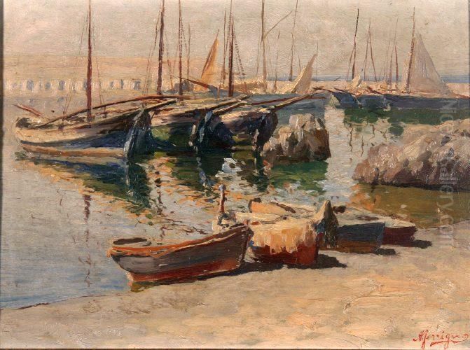 Nel Porto Oil Painting by Antonio Ferrigno