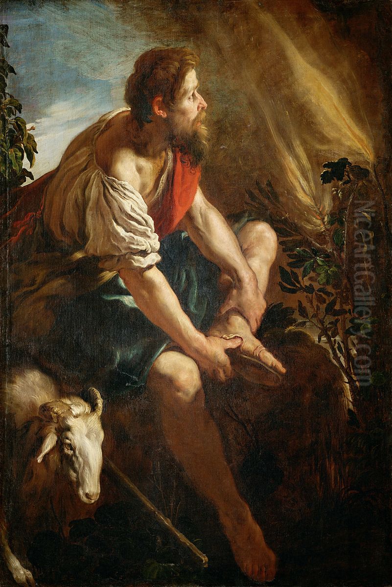 Moses Before The Burning Bush Oil Painting by Domenico Fetti