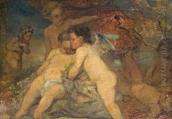 Studien Mit Putten Oil Painting by Anselm Friedrich Feuerbach