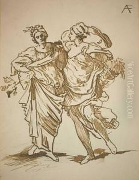 Studien Zu Zwei Allegorischen Figuren Oil Painting by Anselm Friedrich Feuerbach