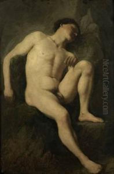 Umkreis: Sitzender Junglingsa Oil Painting by Anselm Friedrich Feuerbach