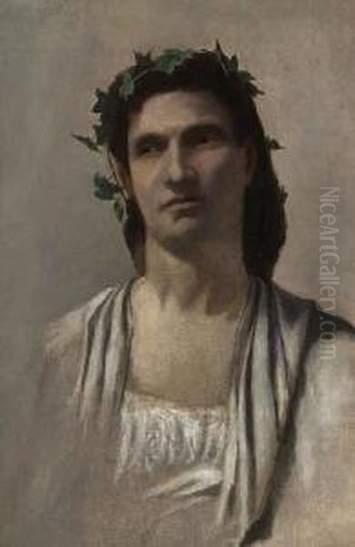 Junger Grieche Mit Weinlaubkranz
 Im Haar. Oil Painting by Anselm Friedrich Feuerbach