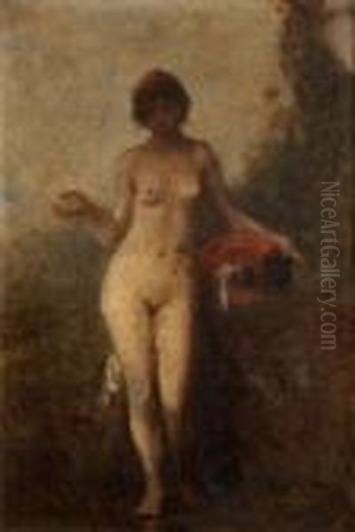 Nue Huile Sur Carton Oil Painting by Francois Nicolas Augustin Feyen-Perrin