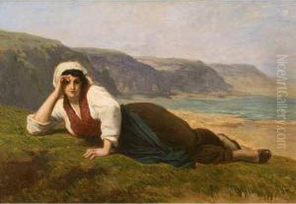 L Attente Oil Painting by Francois Nicolas Augustin Feyen-Perrin