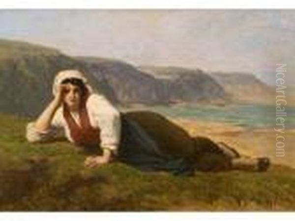 L'attente. Oil Painting by Francois Nicolas Augustin Feyen-Perrin