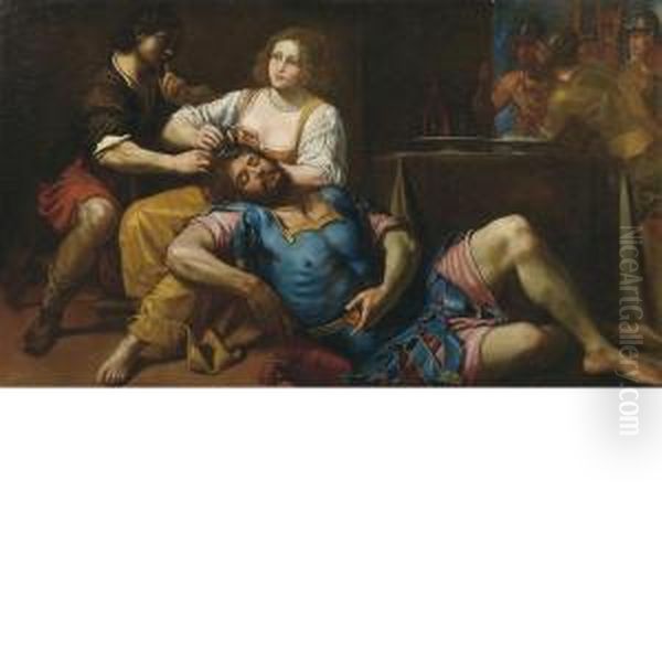 Sansone E Dalila Oil Painting by Domenico Fiasella