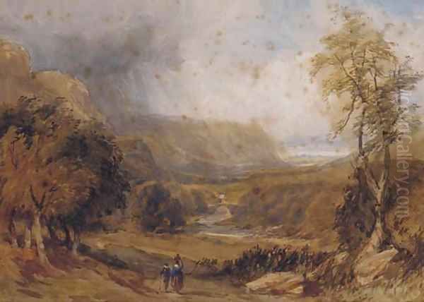 In a Welsh valley Oil Painting by David Cox