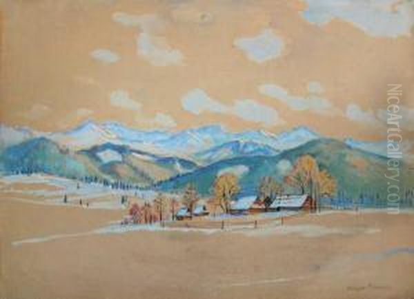 Pejzaz Gorski Oil Painting by Mieczyslaw Filipkiewicz