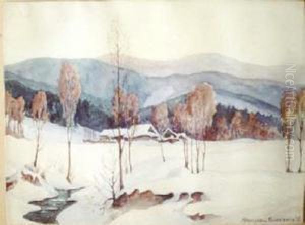 Pejzaz Zimowy (1936) Oil Painting by Mieczyslaw Filipkiewicz