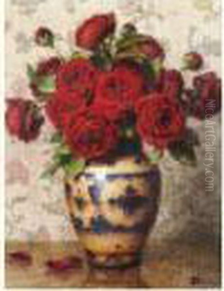 Bouquet De Roses Oil Painting by Ernest Filliard