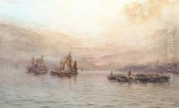 Lower Reaches Of The Thames 
'herbt J Finn/1912' (lower Right), And Inscribed On The Reverse 'lower 
Reaches Of The Thames By Herbert Finn. Purchased 1923 From Artist' Oil Painting by Herbert John Finn