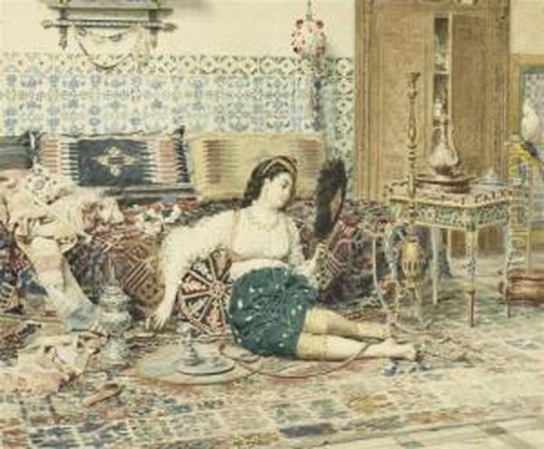 La
Belle Orientale Oil Painting by Marie-Francois-Firmin Girard