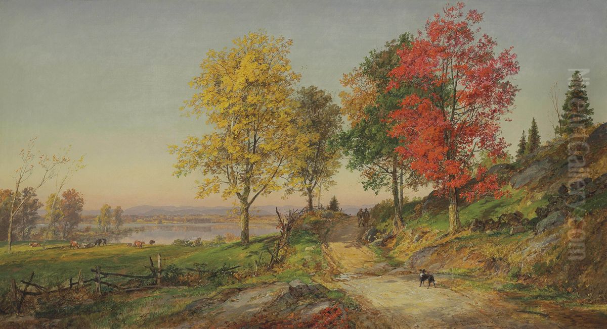 Greenwood Lake Oil Painting by Jasper Francis Cropsey