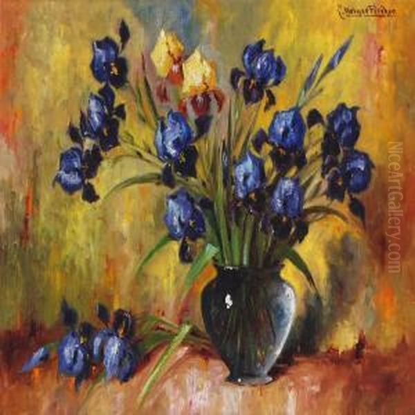 Still Life With Blue And Yellow Iris Oil Painting by Carl Holger Fischer