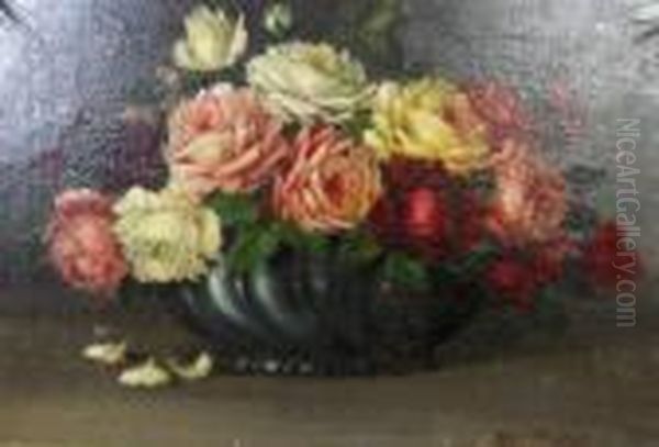 Floral Still Life Oil Painting by Carl Holger Fischer
