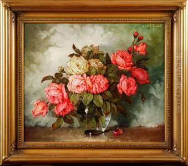 Blomsterstilleben Oil Painting by Carl Holger Fischer