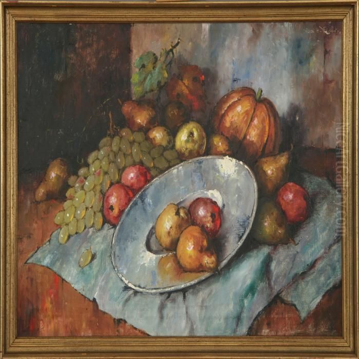 Still Life With Fruit Oil Painting by Carl Holger Fischer
