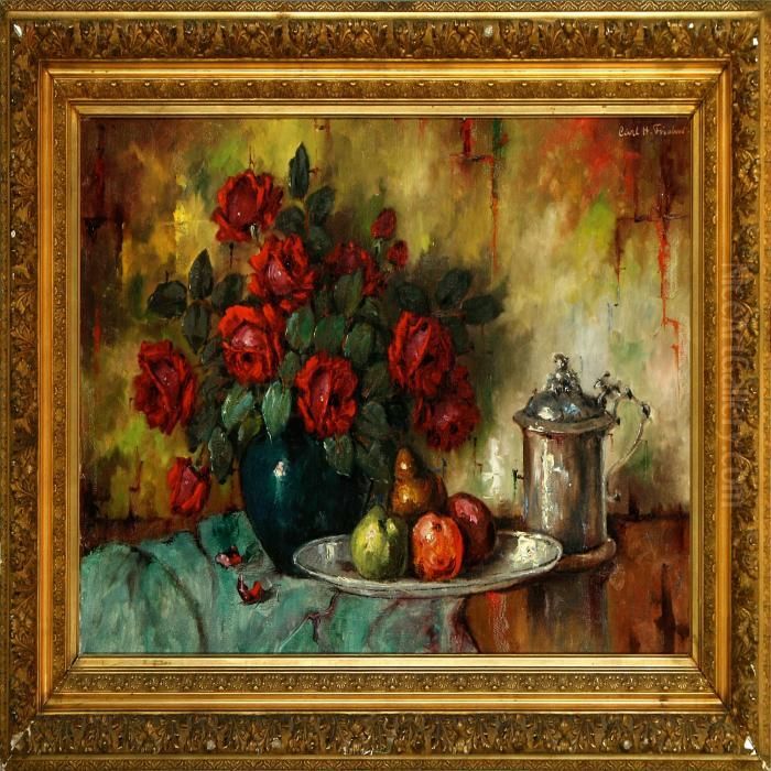 A Still Life Oil Painting by Carl Holger Fischer