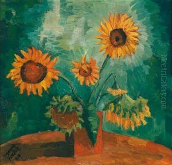 Sonnenblumen Oil Painting by Johannes Fischer