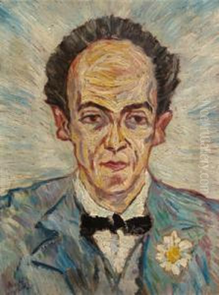 Portrait Of Erich Heckel Oil Painting by Johannes Fischer