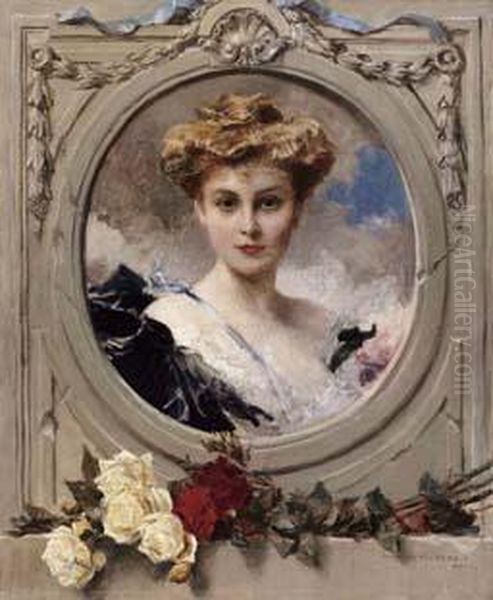 Ritratto Di Mademoiselle De La Forterie Oil Painting by Francois Flameng