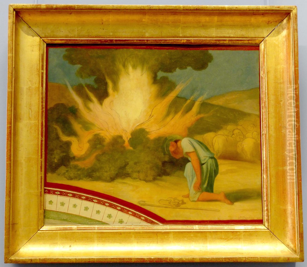 Moise Devant Le Buisson Ardent Oil Painting by Hippolyte Flandrin