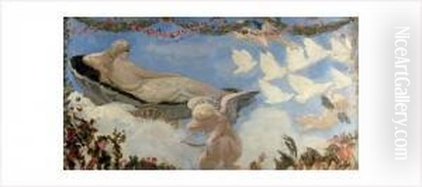 Le Char De L'amour Et Cupidon Oil Painting by Jules Flandrin