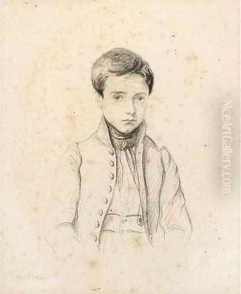 Portrait En Buste Dun Jeune Garcon Oil Painting by Paul Flandrin