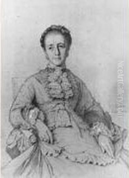 Portrait De Femme Assise Oil Painting by Paul Flandrin