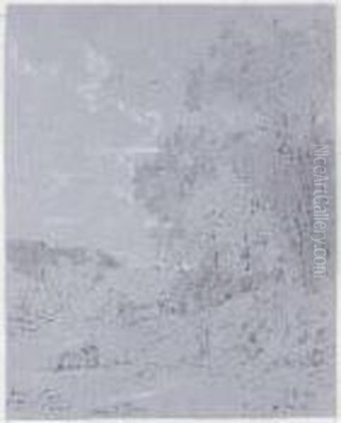 Gardeuse De Vaches Oil Painting by Paul Flandrin