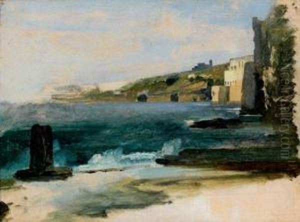 La Cote Du Pausilippe
 Huile Sur Papier Colle Sur Carton, Vernis Oil Painting by Leon Fleury