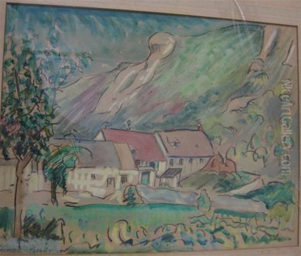 Houses And Landscape Oil Painting by Claude Flight