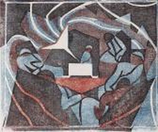 Gramophone Oil Painting by Claude Flight