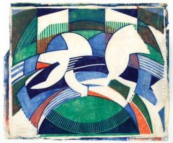 Dirt Track Racing (c.cf.29) Oil Painting by Claude Flight