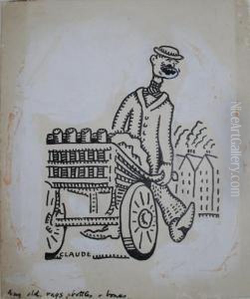 Any Old Rags,
Bottles And Bones Signed Claude Oil Painting by Claude Flight