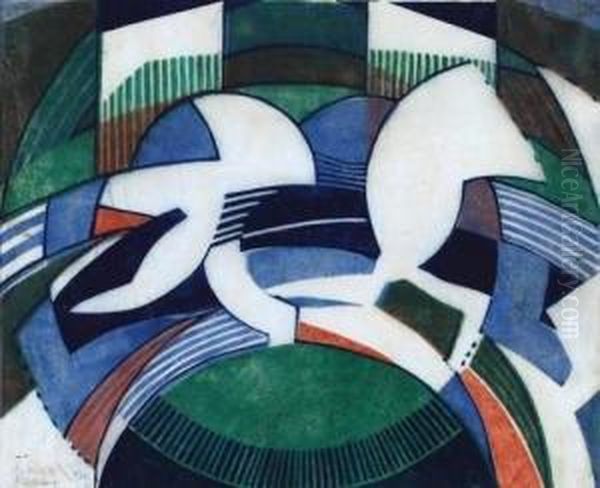 Dirt Track Racing Oil Painting by Claude Flight