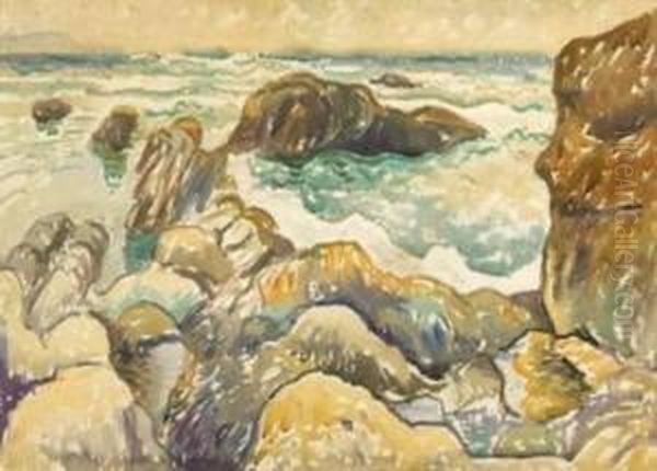 Claude Rocky Seashore Oil Painting by Claude Flight