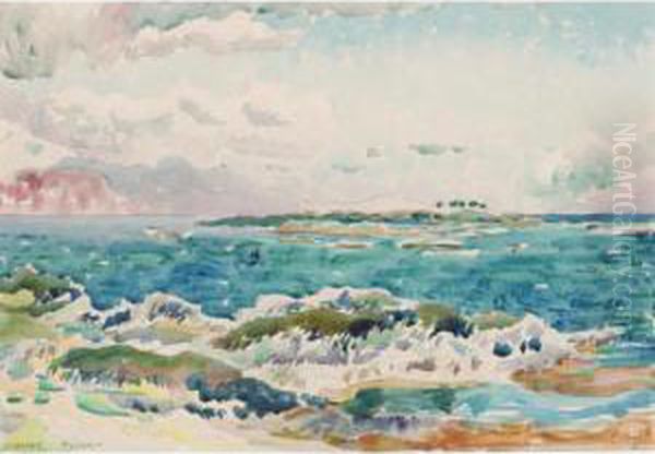 View Of The Islands Eigg And Rum, Scotland Oil Painting by Claude Flight