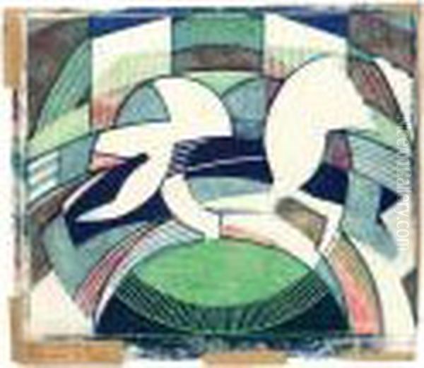 Dirt Track Racing (c. Cf. 29) Oil Painting by Claude Flight