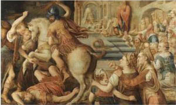 The Expulsion Of Heliodorus Oil Painting by Frans Floris