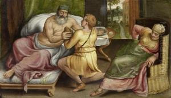 Isaac Blesses Jacob Oil Painting by Frans Floris
