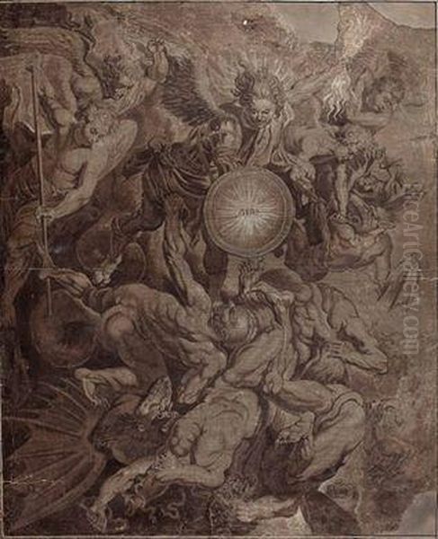 Michael Besiegt Die Bosen Engel Oil Painting by Frans Floris