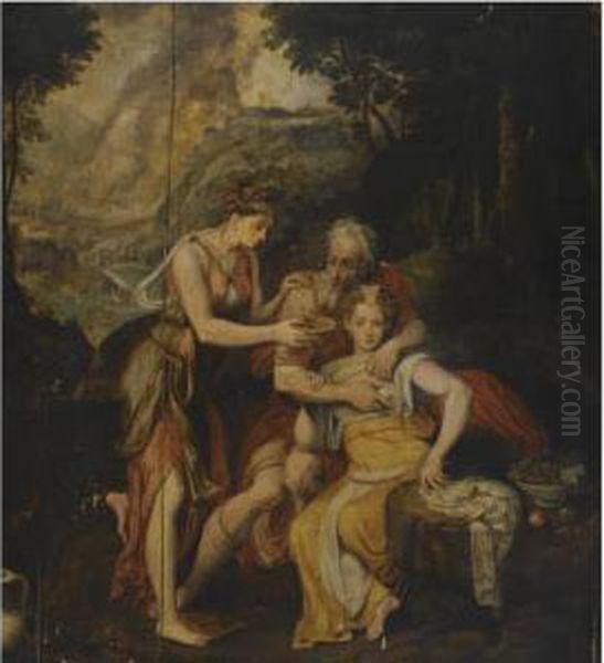 Lot And His Daughters Oil Painting by Frans Floris