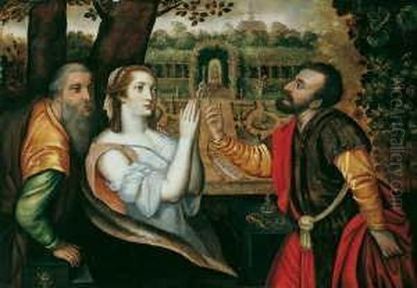 Verlobnisszene. Im Hintergrund Ein Park. Oil Painting by Frans Floris