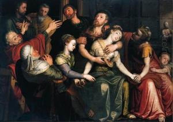 The Death Of Lucretia Oil Painting by Frans Floris