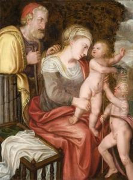 Sainte Famille Et Saint Jean-baptiste Enfant Oil Painting by Frans Floris