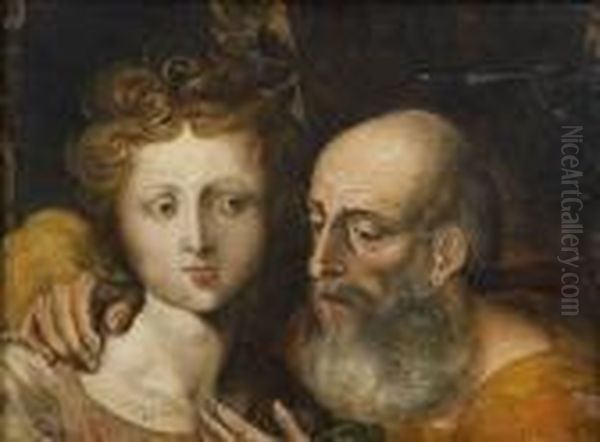 Suzanne Et Les Vieillards Oil Painting by Frans Floris