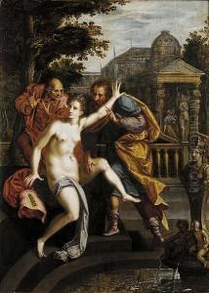Susannah And The Elders Oil Painting by Frans Floris